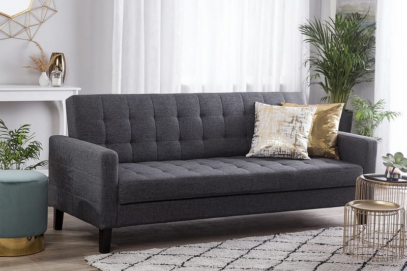 Vehkoo 3-sits Bäddbar Längsbäddad Bäddsoffa 108x178 cm i Tyg - Grå - Möbler - Vardagsrum - Bäddsoffor - 3-sits bäddsoffa