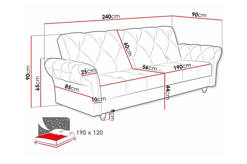 3-sits Denegal Bäddsoffa Ljusgrå - Möbler - Vardagsrum - Bäddsoffor