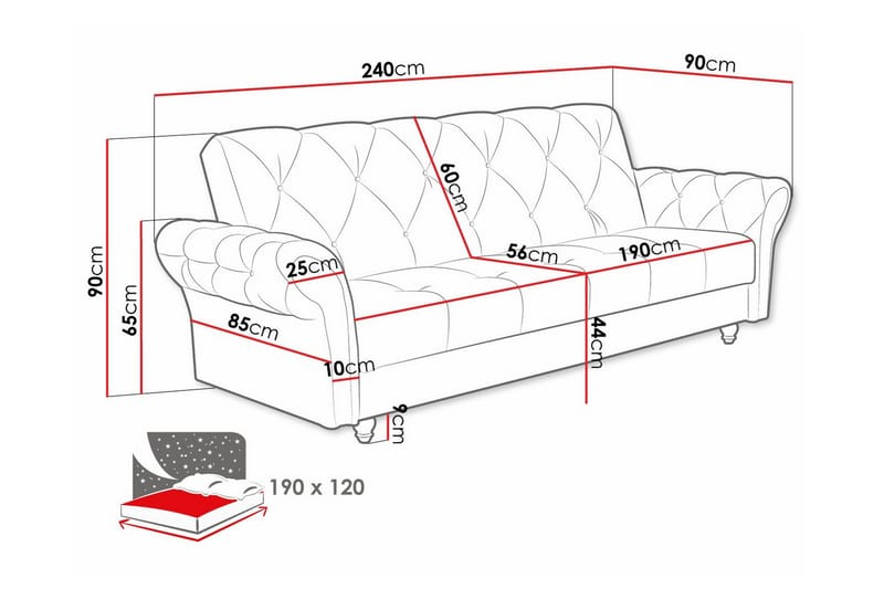 3-sits Denegal Bäddsoffa Mörkblå - Möbler - Vardagsrum - Bäddsoffor