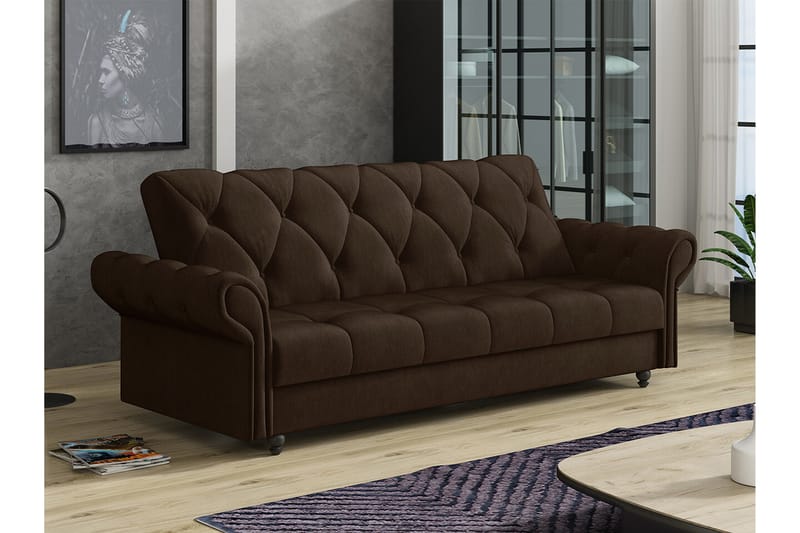 3-sits Denegal Bäddsoffa Mörkbrun - Möbler - Vardagsrum - Bäddsoffor