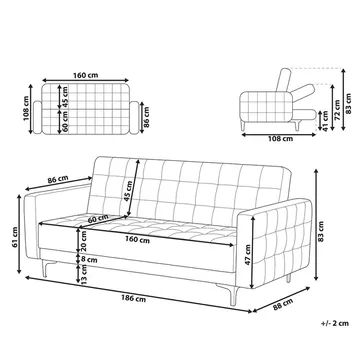 3-sits soffa Aberdeen - Svart, guld/Sammet - Möbler - Vardagsrum - Bäddsoffor