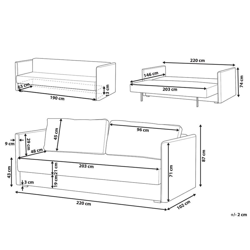 3-sits soffa Eksjo - Gul - Möbler - Vardagsrum - Bäddsoffor