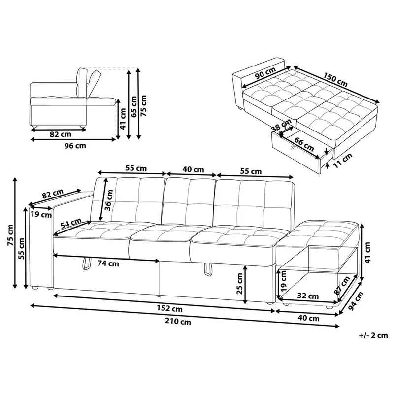 3-sits soffa Falster - Svart - Möbler - Vardagsrum - Bäddsoffor