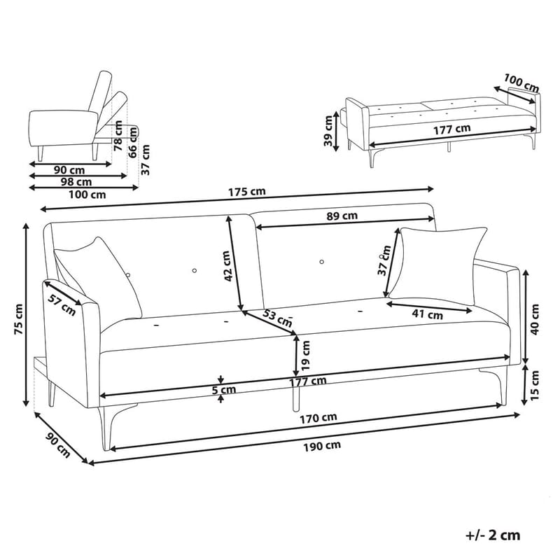 3-sits soffa Lucan - Beige, guld - Möbler - Vardagsrum - Bäddsoffor