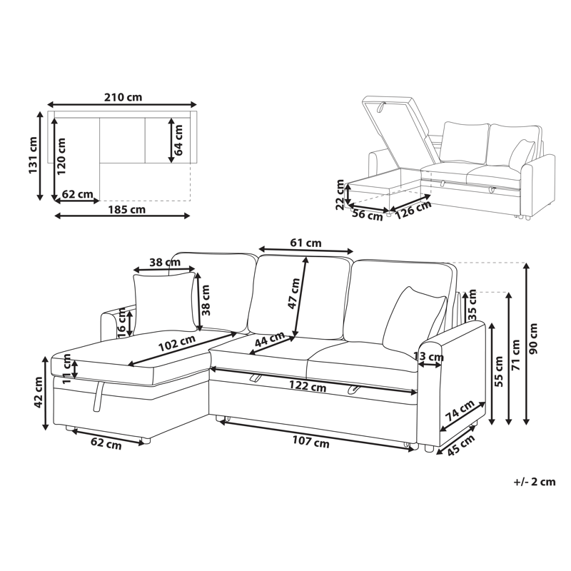 3-sits soffa Nassjo Högervänd - Svart - Möbler - Vardagsrum - Bäddsoffor