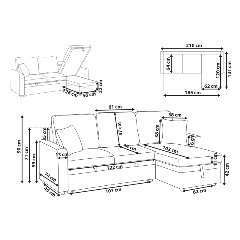 3-sits soffa Nassjo Vänstervänd - Ljusbeige - Möbler - Vardagsrum - Bäddsoffor