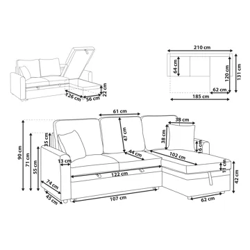 3-sits soffa Nassjo Vänstervänd - Svart - Möbler - Vardagsrum - Bäddsoffor