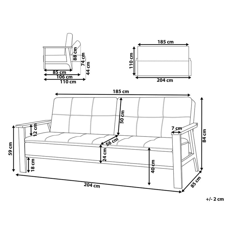 3-sits soffa Tjorn - Mörkgrå, ljust trä - Möbler - Vardagsrum - Soffgrupper