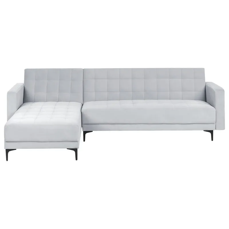 4-sits Bäddsoffa Aberdeen, Ljusgrå, svart/Högervänd/Sammet