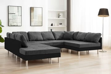 Modulsoffa konstläder svart - Svart - Möbler - Vardagsrum - Bäddsoffor - 4-sits bäddsoffa