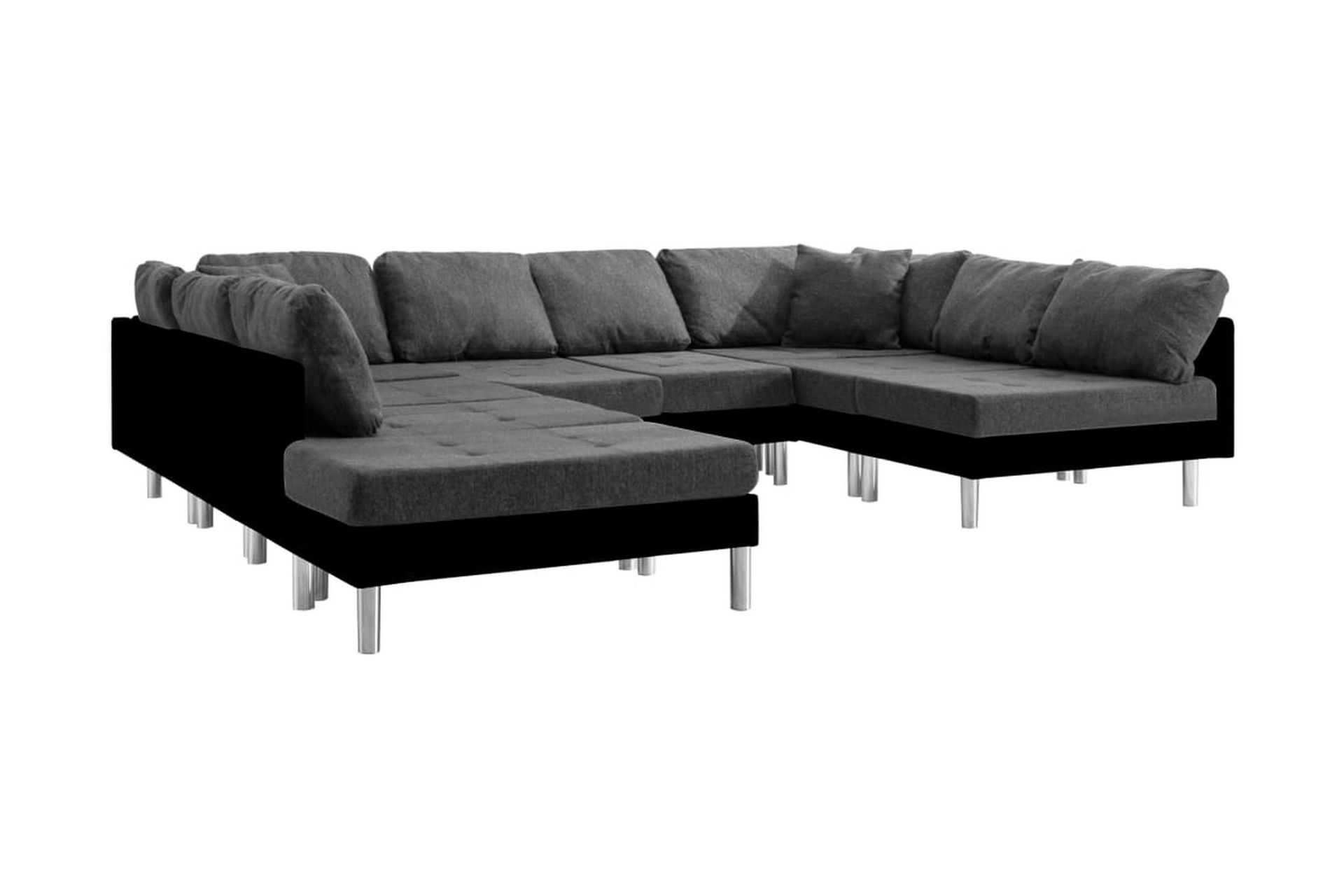 Modulsoffa konstläder svart - Svart - Möbler - Vardagsrum - Bäddsoffor - 4-sits bäddsoffa