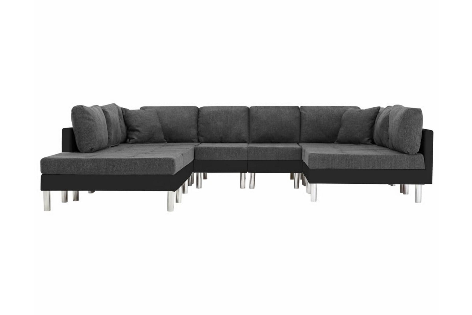 Modulsoffa konstläder svart - Svart - Möbler - Vardagsrum - Bäddsoffor - 4-sits bäddsoffa