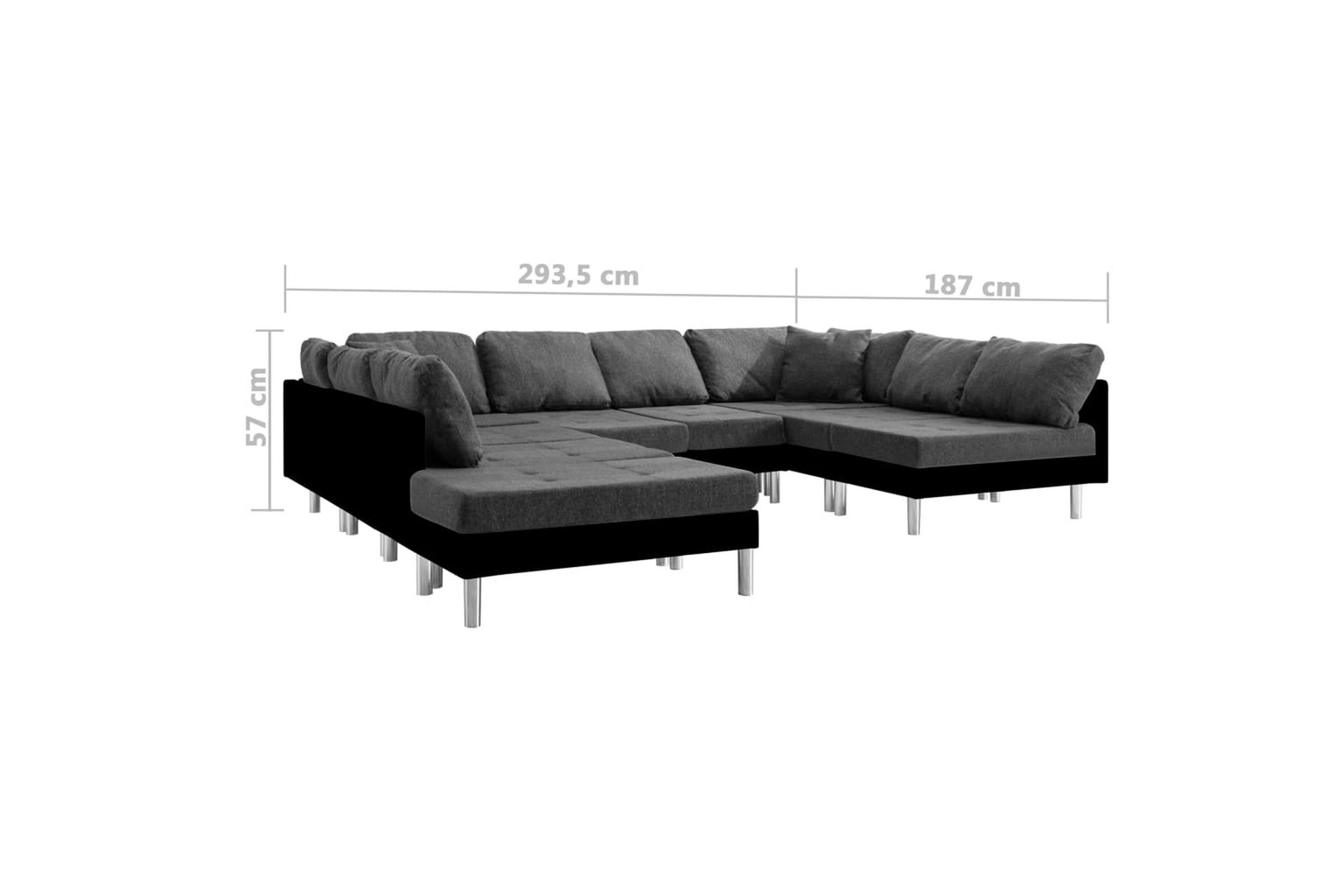 Modulsoffa konstläder svart - Svart - Möbler - Vardagsrum - Bäddsoffor - 4-sits bäddsoffa