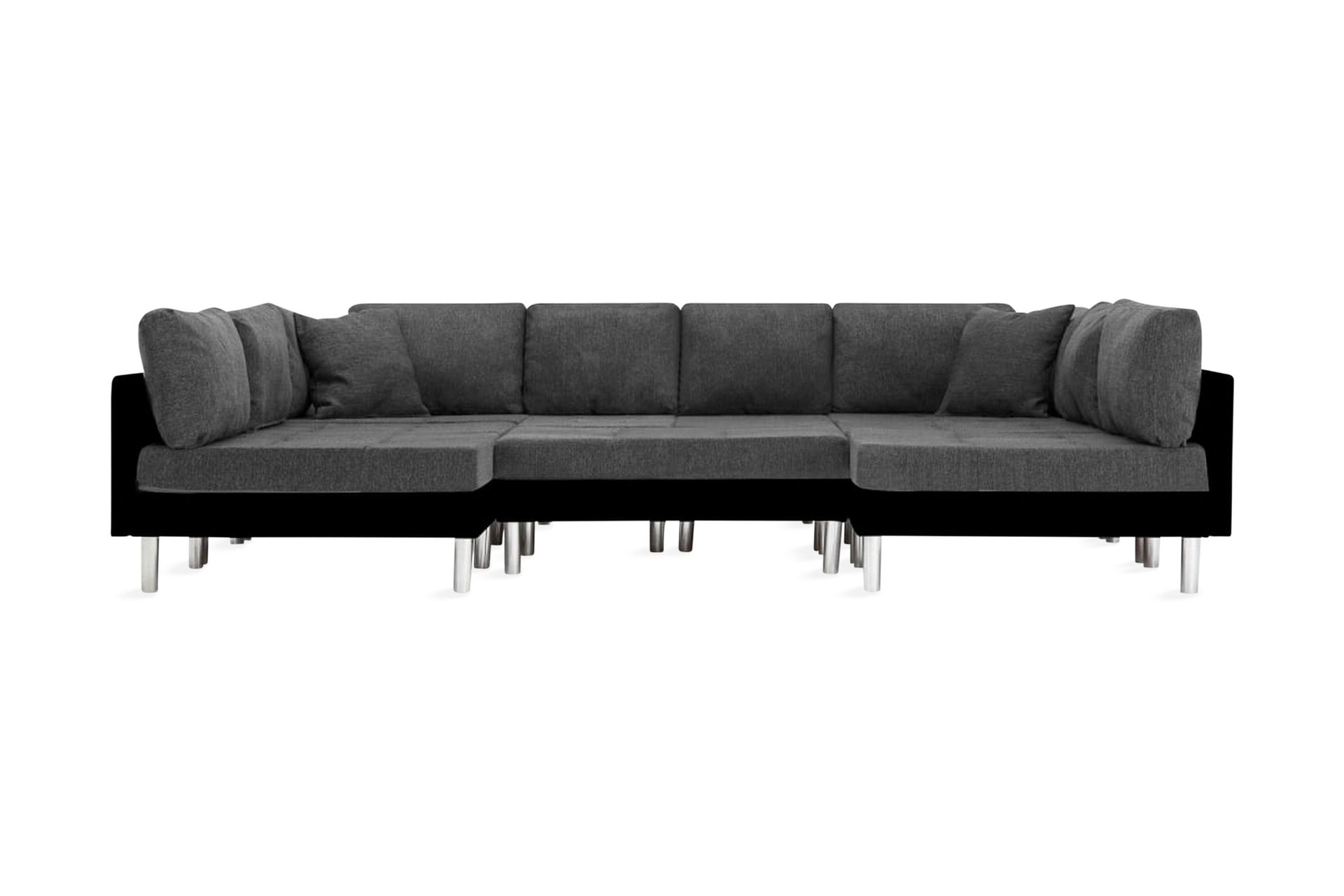 Modulsoffa konstläder svart - Svart - Möbler - Vardagsrum - Bäddsoffor - 4-sits bäddsoffa