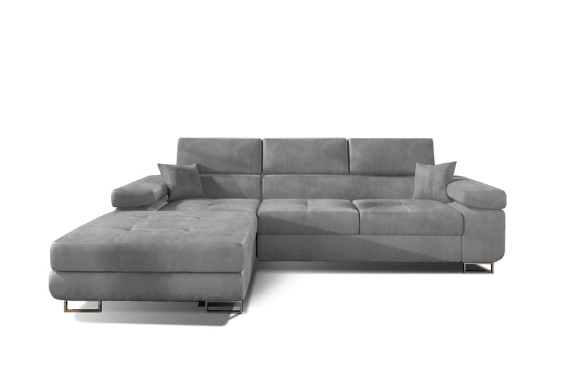 TERRENCE Bäddsoffa med Divan Vänster Grå - Möbler - Vardagsrum - Bäddsoffor - 4-sits bäddsoffa