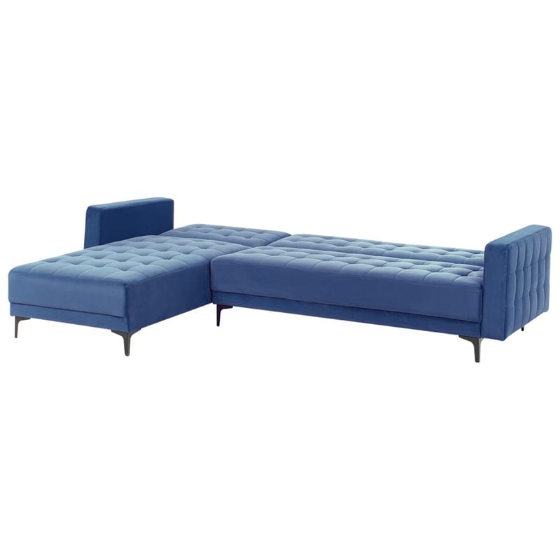 4-sits Hörnsoffa Aberdeen - Blå, Svart/Högervänd/Sammet - Möbler - Vardagsrum - Bäddsoffor - Hörnbäddsoffa