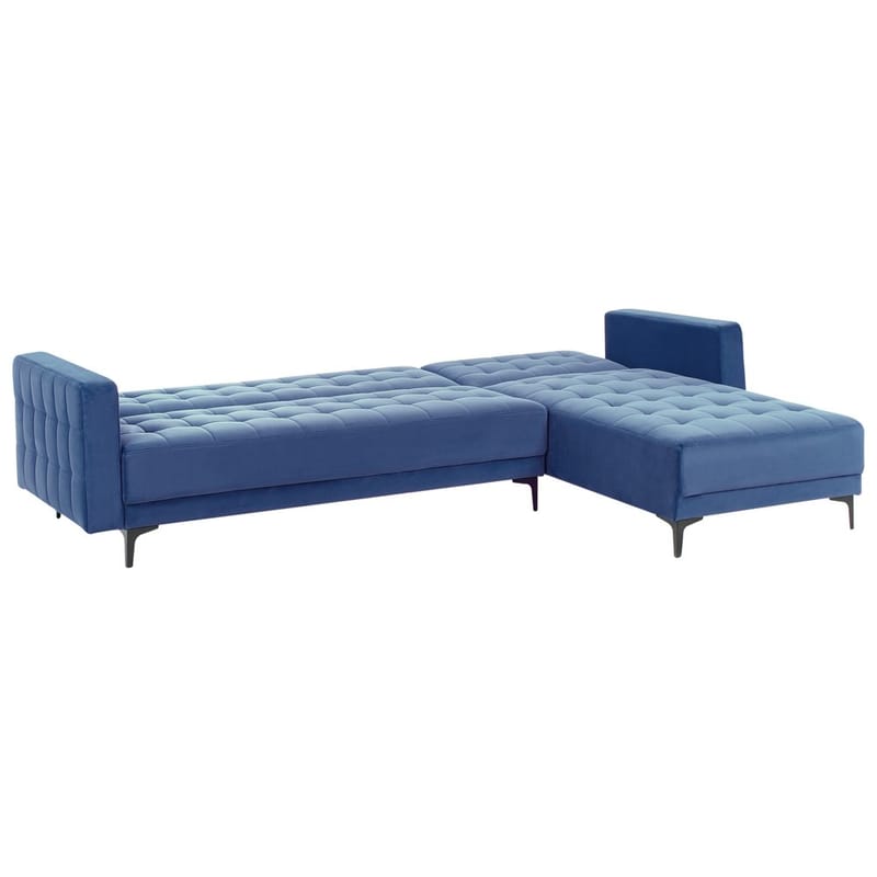 4-sits  Hörnsoffa Aberdeen - Blå, Svart/Vänstervänd/Sammet - Möbler - Vardagsrum - Bäddsoffor - Hörnbäddsoffa