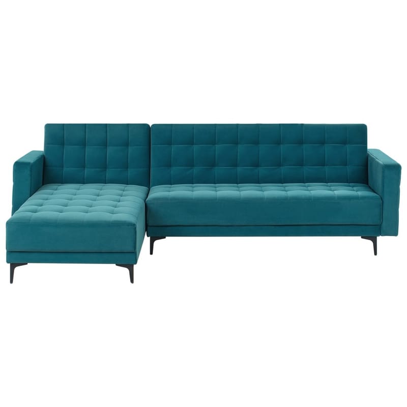 4-sits Hörnsoffa Aberdeen, Havsblå, Svart/Högervänd/Sammet