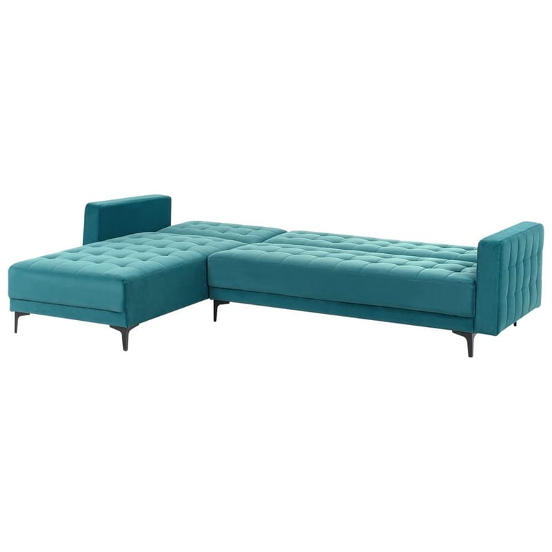 4-sits Hörnsoffa Aberdeen - Havsblå, Svart/Högervänd/Sammet - Möbler - Vardagsrum - Bäddsoffor - Hörnbäddsoffa