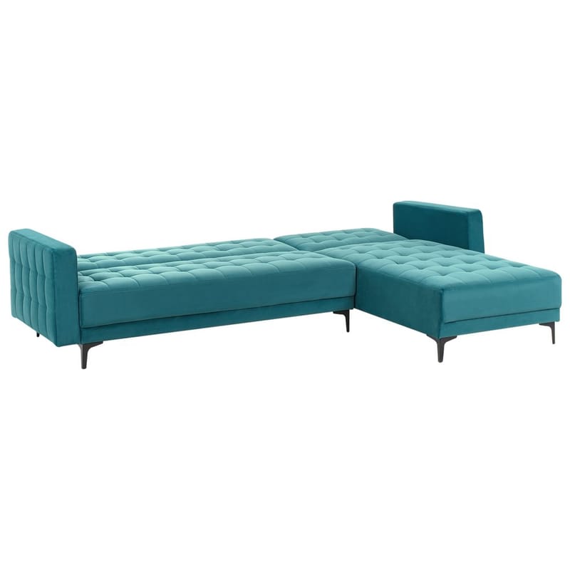 4-sits Hörnsoffa Aberdeen - Havsblå, Svart/Vänstervänd/Sammet - Möbler - Vardagsrum - Bäddsoffor - Hörnbäddsoffa