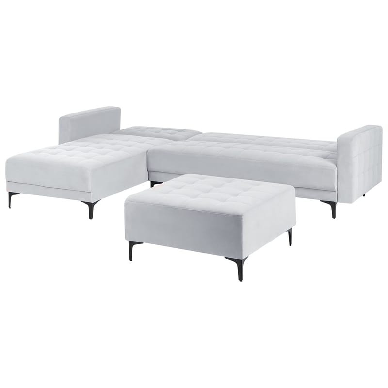 4-sits Modulär soffa Aberdeen - Ljusgrå, svart/Högervänd/Sammet - Möbler - Vardagsrum - Soffor - Modulsoffor - Komplett modulsoffa