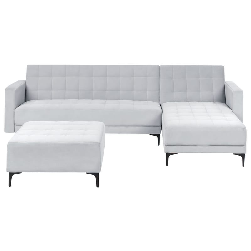 4-sits Modulär soffa Aberdeen, Ljusgrå, svart/Vänstervänd/Sammet