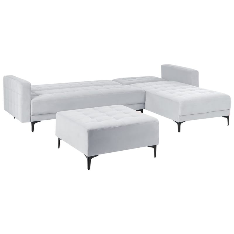 4-sits Modulär soffa Aberdeen - Ljusgrå, svart/Vänstervänd/Sammet - Möbler - Vardagsrum - Soffor - Modulsoffor - Komplett modulsoffa