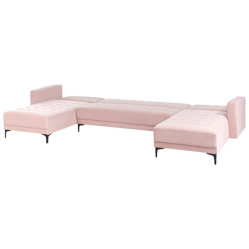 5-sits Bäddsoffa Aberdeen - Rosa, Svart/Sammet - Möbler - Vardagsrum - Bäddsoffor - U bäddsoffa