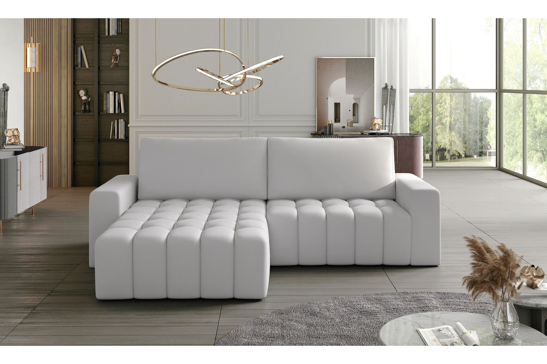 abonetta divanbäddsoffa vänster - läder/vit