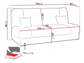 Abron Bäddsoffa 3-sits - Grå - Möbler - Vardagsrum - Bäddsoffor