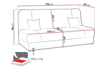 Abron Bäddsoffa 3-sits - Marinblå - Möbler - Vardagsrum - Bäddsoffor