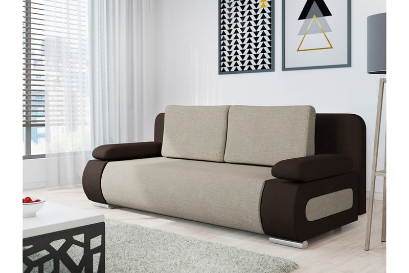 ADAMMA Bäddsoffa 3-sits med Förvaring Beige - Beige - Möbler - Vardagsrum - Bäddsoffor