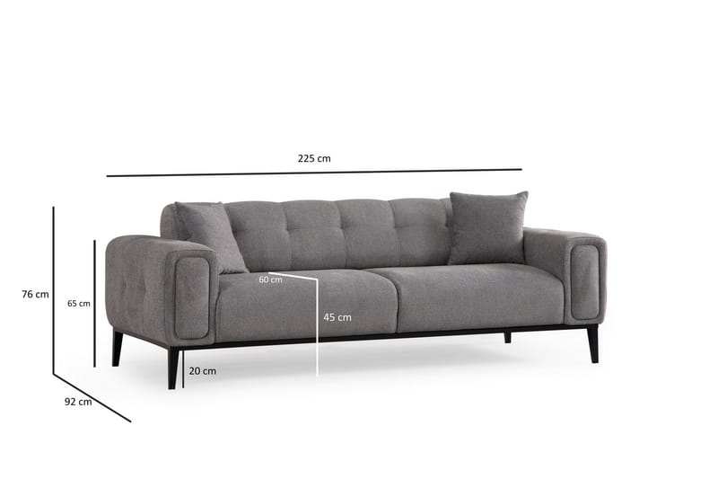 Adelphe Rektangulär Bäddsoffa 88x178 cm i Tyg - Grå - Möbler - Vardagsrum - Bäddsoffor - 4-sits bäddsoffa