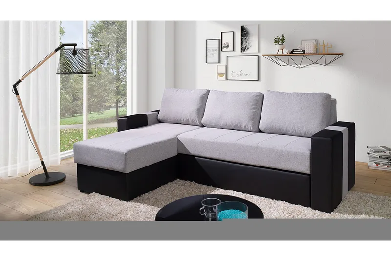 Aden Hörnsoffa - Grå/Svart - Möbler - Vardagsrum - Bäddsoffor