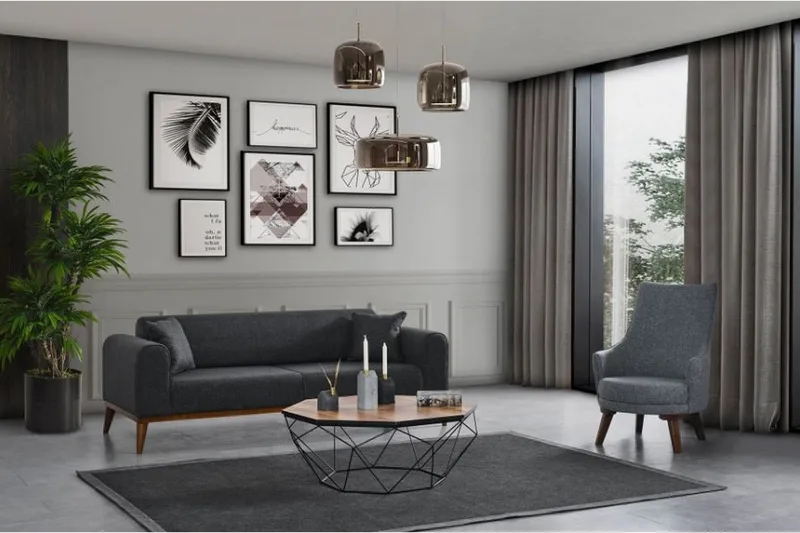 Akio Bäddsoffa 4-sits - Antracit - Möbler - Vardagsrum - Bäddsoffor - 4-sits bäddsoffa