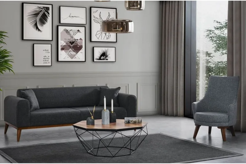 Akio Bäddsoffa 4-sits - Antracit - Möbler - Vardagsrum - Bäddsoffor - 4-sits bäddsoffa