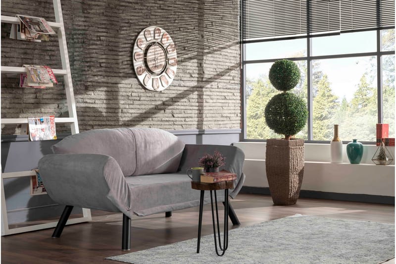 Albertina 2-sits Längsbäddad Bäddsoffa 75x210 cm i Tyg - Grå - Möbler - Vardagsrum - Bäddsoffor