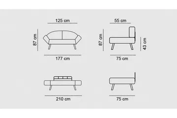 Albertina Bäddsoffa 2-sits - Grå - Möbler - Vardagsrum - Bäddsoffor