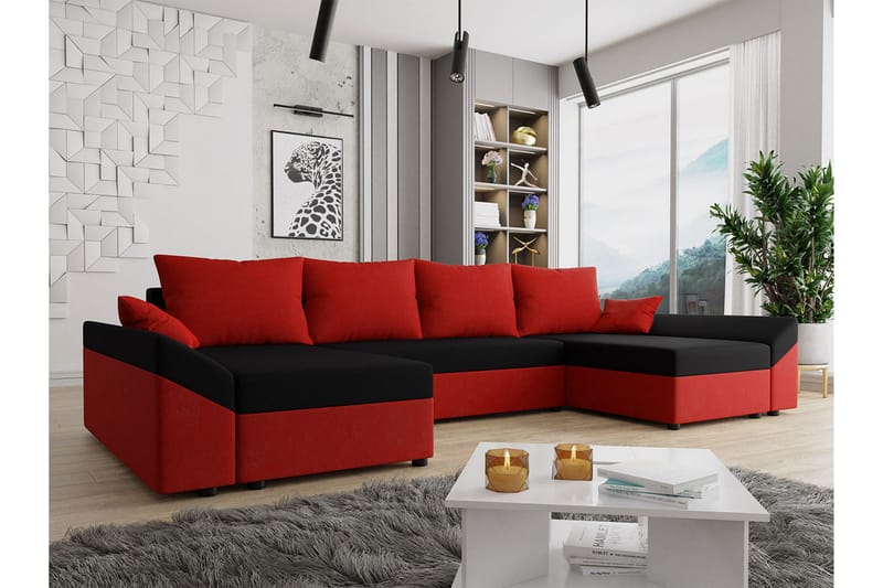 ALBERTS 5-sits Bäddsoffa - Röd/Svart - Möbler - Vardagsrum - Bäddsoffor