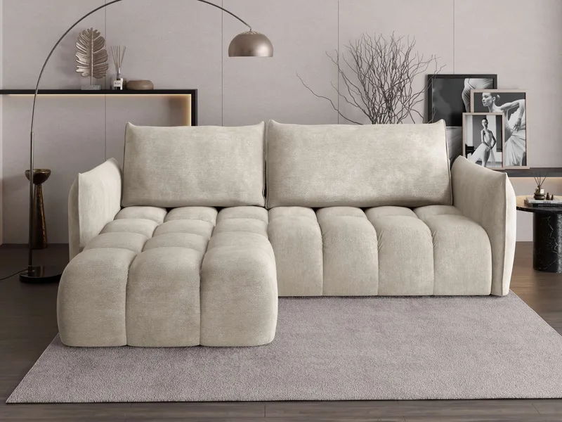 Aldvian 3-sits Bäddsoffa med divan - beige - Möbler - Vardagsrum - Bäddsoffor - Hörnbäddsoffa