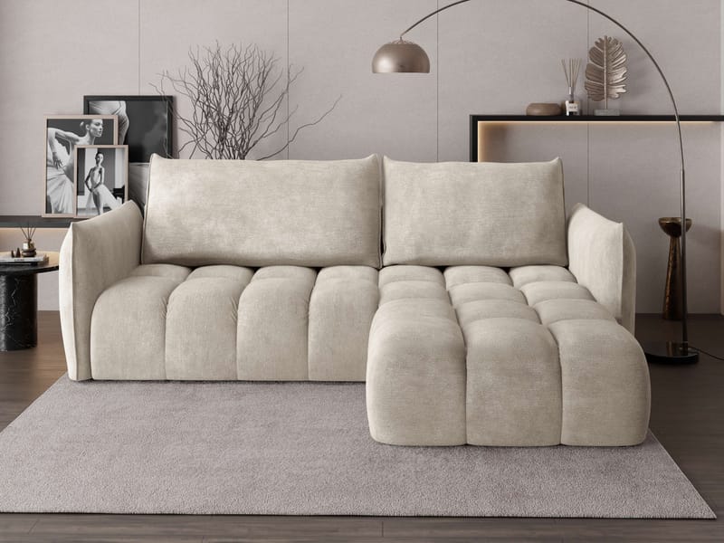 Aldvian 3-sits Bäddsoffa med divan - beige - Möbler - Vardagsrum - Bäddsoffor - Hörnbäddsoffa