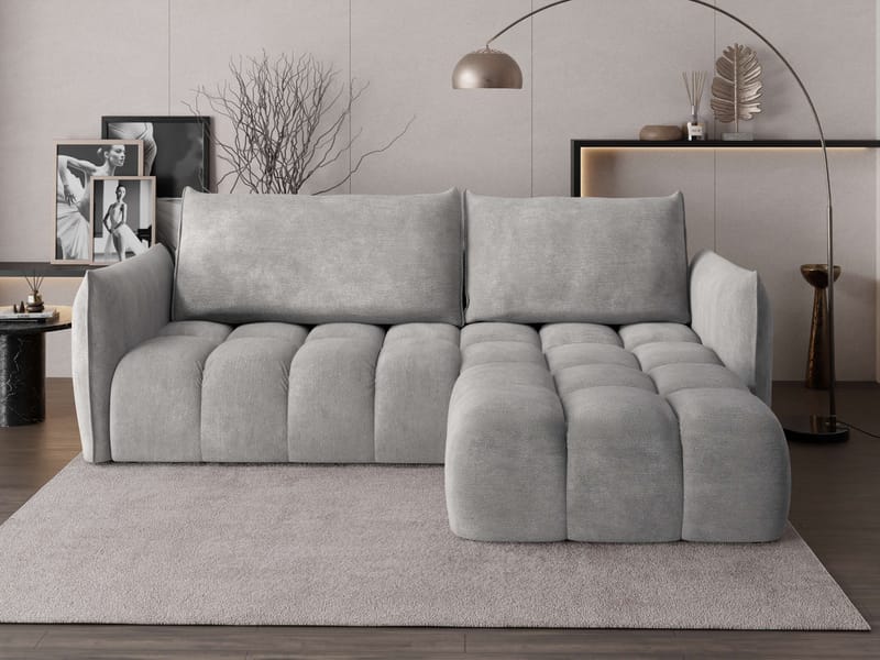 Aldvian 3-sits Bäddsoffa med divan - grå - Möbler - Vardagsrum - Bäddsoffor - Hörnbäddsoffa