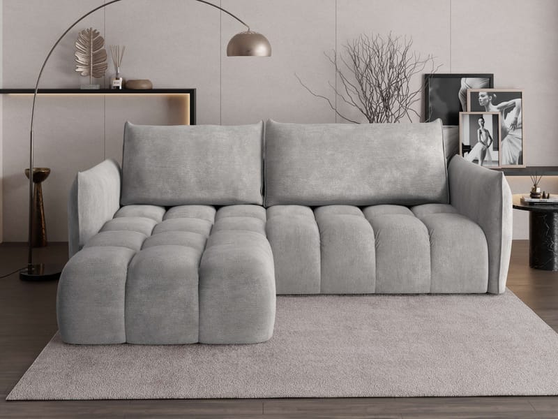 Aldvian 3-sits Bäddsoffa med divan - grå - Möbler - Vardagsrum - Bäddsoffor - Hörnbäddsoffa