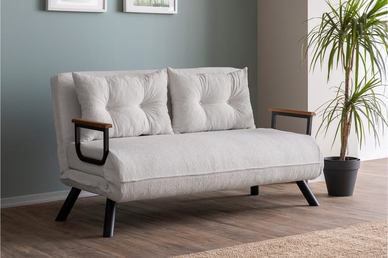 Alfredton 2-sits Bäddbar Fällbar Bäddsoffa i Boucle med Metallben - Vit - Möbler - Vardagsrum - Bäddsoffor