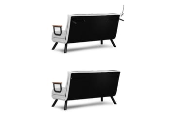 Alfredton 2-sits Bäddbar Fällbar Bäddsoffa i Boucle med Metallben - Vit - Möbler - Vardagsrum - Bäddsoffor
