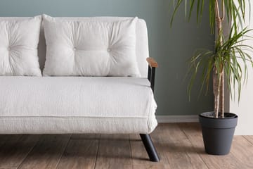 Alfredton 2-sits Bäddbar Fällbar Bäddsoffa i Boucle med Metallben - Vit - Möbler - Vardagsrum - Bäddsoffor