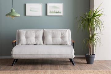 Alfredton 2-sits Bäddbar Fällbar Bäddsoffa i Boucle med Metallben - Vit - Möbler - Vardagsrum - Bäddsoffor