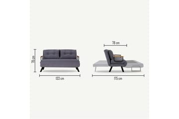 Alfredton 2-sits Bäddbar Fällbar Bäddsoffa i Tyg med Metallben - Ljusbeige - Möbler - Vardagsrum - Bäddsoffor