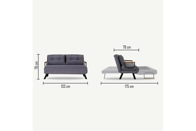 Alfredton 2-sits Bäddbar Fällbar Bäddsoffa i Tyg med Metallben - Ljusbeige - Möbler - Vardagsrum - Bäddsoffor