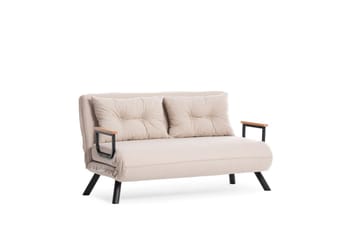 Alfredton 2-sits Bäddbar Fällbar Bäddsoffa i Tyg med Metallben - Ljusbeige - Möbler - Vardagsrum - Bäddsoffor